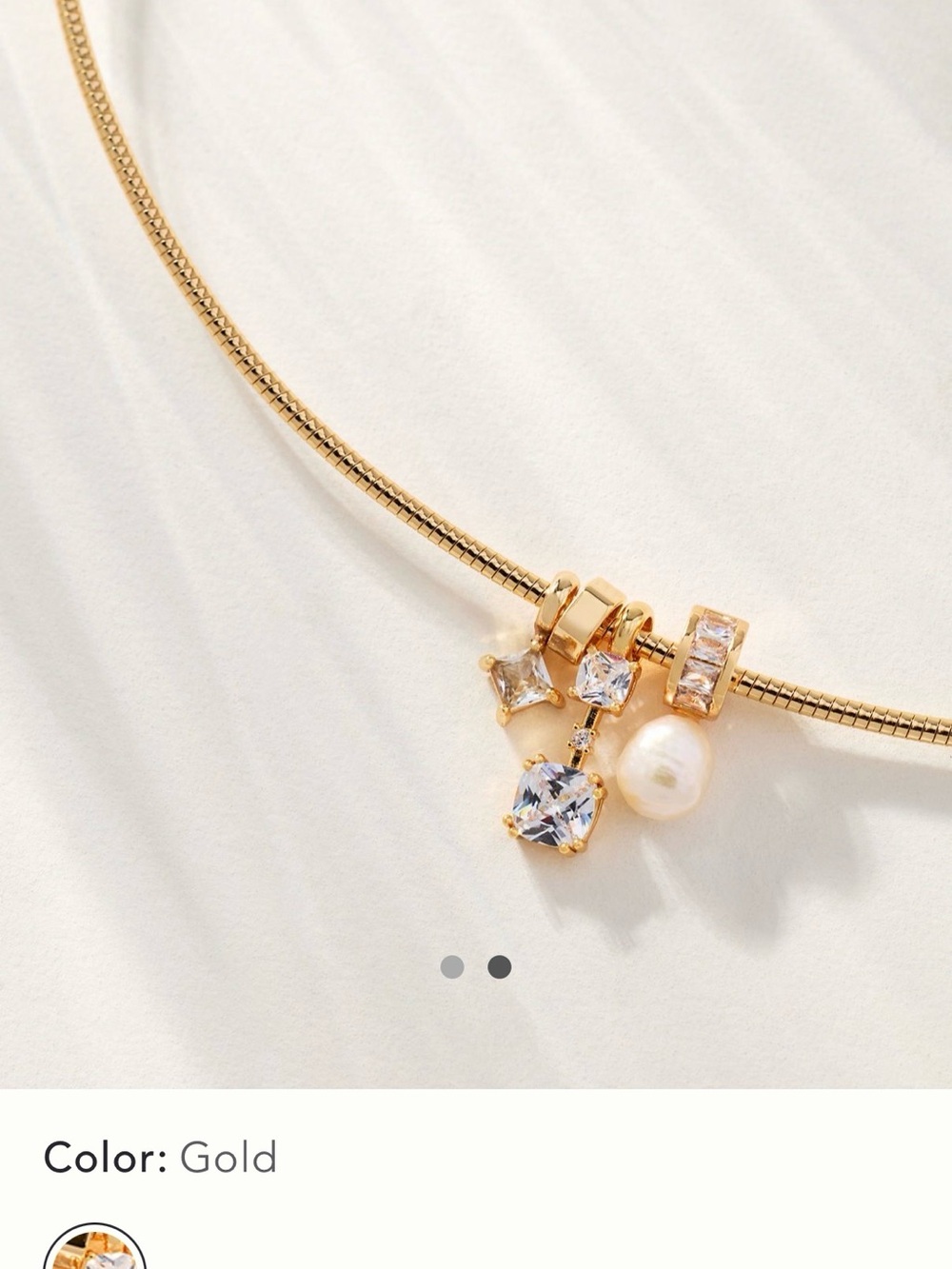 Anthropologie Gold Pearl & Crystal Collar Necklace